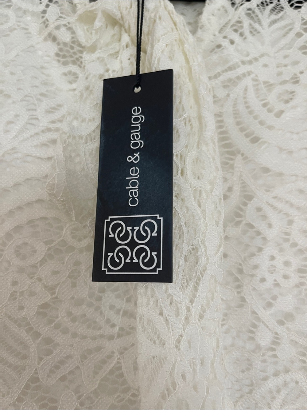 Cable & gauge Ivory Lace Tie-Neck Blouse - Picture 3 of 6